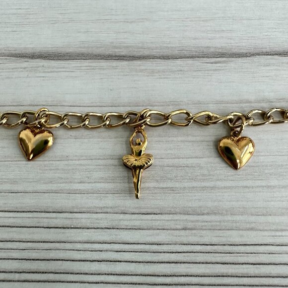 Vintage Gold Tone Ballet Charm Bracelet - Picture 4 of 6